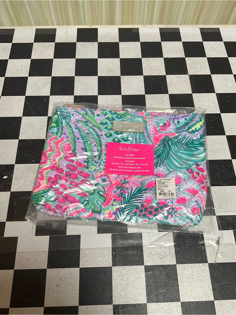 Lilly Pulitzer Pink, Green & Turquoise Quilted Cosmetic Pouch